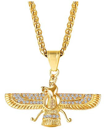 Necklaces for Women Easter Neckla TIZIKJ Men's Steel Stainless Farvahar Persian Pendant Of Gift Necklaces Pendants Valentines Costume Jewelry for Women (Multicolor, One Size)