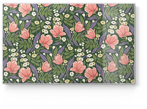 DEQORI Frühstücksbrett Glas | klein 23x14 cm | Motiv Jugendstil-Tapete | Design Schneidebrett für Küche | Frühstücksbrettchen antibakteriell & rutschfest | Glasplatte & Servierplatte