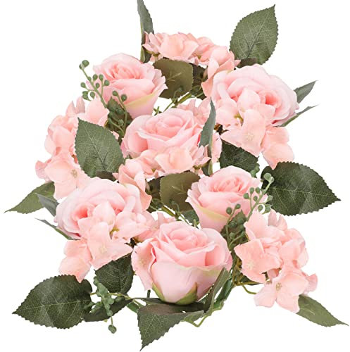 Toddmomy 2st Kerzengirlande Künstlicher Kranz Blumensäulenfarbe Lila Floraler Kerzenring Rosenblumenkranz Hochzeitslayout-Requisiten Kegelkerzenringe Rosenkranz Bankett Mini Plastik