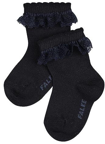 FALKE Unisex Baby Romantic Lace B So Cotton Plain 1 Pair Socks, Blue Dark Navy 6370, 1-6 months