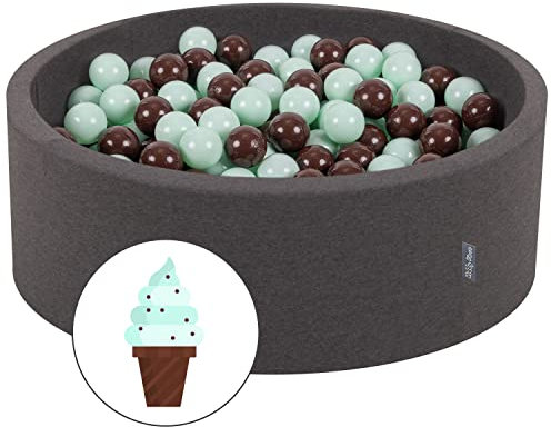 KiddyMoon Piscine À Balles pour Bébé Rond 90X30cm/200 Balles 7Cm Fosses À Boules Jouet Enfant, Gris Foncé