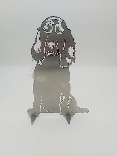 ARTTEC Design Cocker Spaniel/Hund aus Edelstahl - hochwertige Gartendeko aus Metall - Edelstahldeko für Garten, Balkon & Terasse - Metall Gartenstecker - Made in Germany