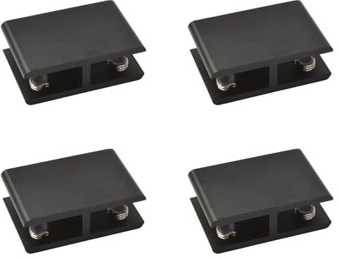 INCREWAY Glass Clamp, 4 Pack Adjustable Double Side Aluminum Alloy Glass Shelf Support Bracket, Glass Clip Clamp Holder for 10-12mm Thickness, 180 Degrees, Black
