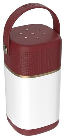 VQ Halo Portable Bluetooth Speaker Wireless with Ultra-Bright Led Camping Light - Outdoor Speakers with Long Battery Life - Loud Wireless Speaker with 360-Degree Stereo Sound & AUX - Crimson Radiance