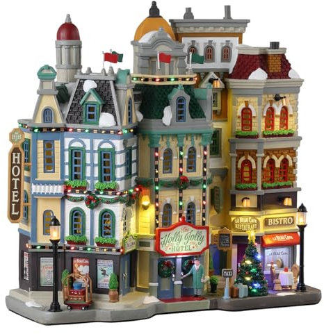 LEMAX LED-beleuchtetes Gebäude „The Holly Jolly Hotel“ aus Harz H28,5 x 28,5 x 10 cm