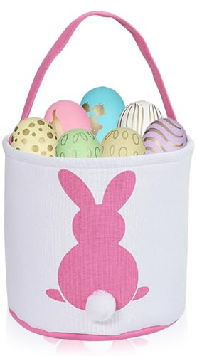 Zkaoai Osterhasen-Taschen, Osterhasenkörbe mit Flauschigem Schwanz, Osterhasen Taschen Kinder, Osterkorb Tragetaschen, Osterkörbchen für Kinder-Eiersuche, Party-Dekoration, Spielzeug