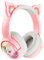 Bluetooth Katzenohr Kabellos Kopfhörer, Cat Ear Gaming Headset mit Mikrofon Headset Pink mit RGB LED Licht Wireless Kopfhörer mit Katzenohren HD Stereo Sound für PC TV Tablet Spielkonsolen (Rosa)