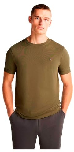 Tommy Hilfiger Herren T-Shirt Kurzarm Tee Baumwolle, Grün (Utility Olive), M