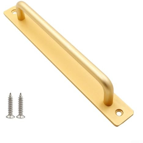 HEIBTENY Door Handles 212 x 25 mm with Back Plate Aluminium Pull Push Door Handle for Gate Cabinet Shed Toilet Door (Gold)