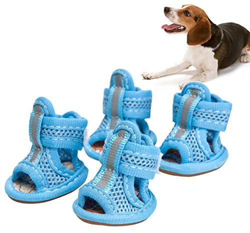 SEWOART 4 Haustier-Hundeschuhe Pfotenschutz für Hundestiefel Sandalen Turnschuhe Haustierschuhe Hundesandale atmungsaktiv großer Haustier