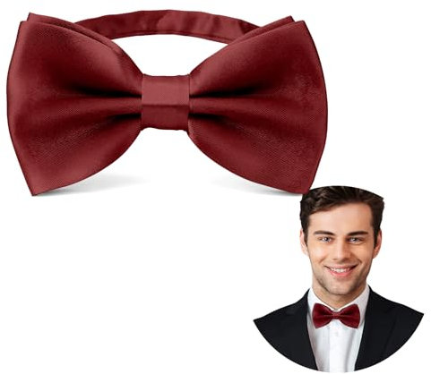 enithElite Fliege Herren,Fliege,Fliegen Für Herren,Fliege Weinrot,Hochzeitsfliege,Fliege Bordeaux,Fliege Rot/Rote Fliege,Einstecktuch Rot,Weihnachtsfliege,Klassische Einfarbig Fliegen für Männer