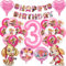 Hund Geburtstag Deko 3 jahre, Dog Geburtstagsdeko Mädchen, Party Luftballon 3, Luftballon Kindergeburtstag 3 jahre, Rosa Ballon Dekoration, Happy Birthday Banner für Dog Kindergeburtstag Party