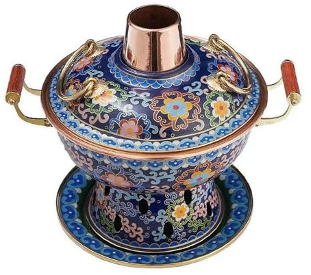 STJNFCY 20 cm Alter Pekinger Hot Pot, sofort gekochtes Hammelfleisch, Edelstahl-Heizung mongolischer Mehrpersonen-Hot Pot, geteiltes Design, leicht zu reinigen, for Familie/Freunde, Partys