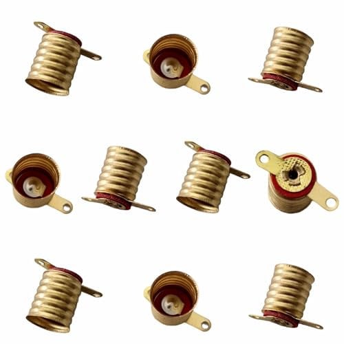 10 Stück E10 Lampenfassung mit/ohne Kabelanschluss wählbar - Elektrosatz für Basteln Schule Kinderzimmer Experimente Elektrische Schaltungen Set (Fassung ohne Kabel)