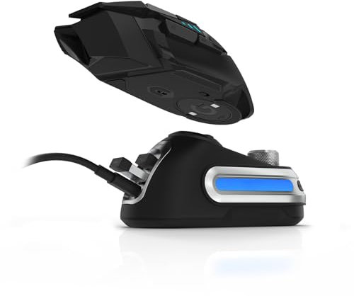 Fanxoo G-Power Charging Dock for Logitech G502 G502X Plus GPW G903 G703 Wireless Mouse with RGB Light and Computer Volume Control knob(not Include Mouse) (Black)