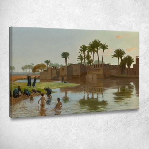 Fellah Frauen in der Badewanne Jean-Leon Gerome, jlg53 Bild gedruckt auf Leinwand, 200 x 120 cm