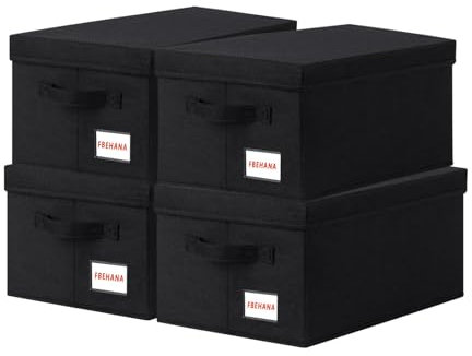 FBEHANA CD-/DVD-Aufbewahrungskoffer – perfekte CD/DVD-Aufbewahrungstasche, universell, stapelbarer DVD-Organizer mit Deckel, 4 Stück CD-Halter 40 x 16 x 15,5 cm – für 180 CDS/80 DVDs, Schwarz