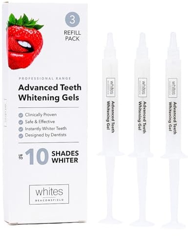 Whites Beaconsfield Professional Teeth Whitening Gel Refills - 3 x 5ml Pap Gels - Teeth Whitening Solution at Home - Works with Trays & LED Kits, Enamel Safe Gentle Formula