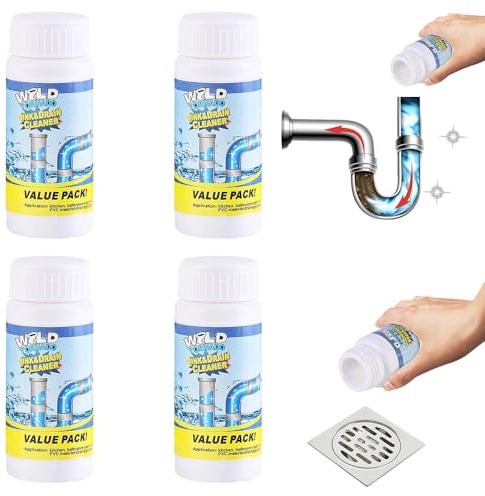 HIULLEN Abflussreiniger Extra Stark, 4 Stück 2024 Toilet Reiniger Extrem Stark, Rohrreiniger, Verstopfungsreiniger, New Kitchen Sink Unblocker für Küche und Bad, Entfernt Verstopfungen