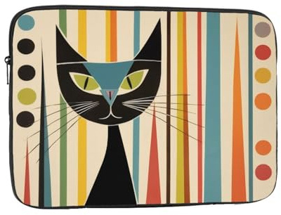 Cute Mid-Century Modern Art Cat Laptop Case Sleeve – Shockproof Protective Cover For 10 Inch, 12 Inch, 13 Inch, 15 Inch, 17 Inch Laptops – Slim And Portable Laptop Bag