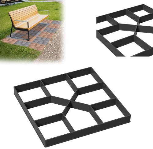 YRHome Betonform Garten Kunststoff Pflasterform Garten Trittsteine Schwarz Pflastersteine Streichen DIY Beton Gießform Für Gehwegen, Garten, Rasenbahnen-Quadrat Model 2(8 Kammer)-1 Stück