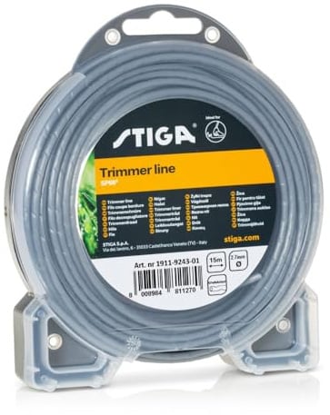 STIGA SP66 Trimmerschnur Spule, 15 m, Ø 2,7 mm Gewellt – Aerodynamisches Profil, Weniger Vibrationen – Für Akku- Und Elektro-Rasentrimmer