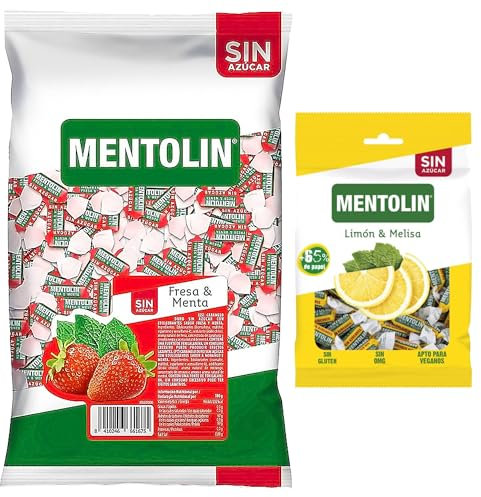 Mentolín caramelos duros fresa menta s/a bolsa 1kg y de regalo limon melisa s/a bolsa 100g