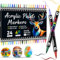 Dictien 48 Couleurs 24 Pièces Feutres Acrylique Coloriage Adulte, 1-5MM Feutre Peinture Acrylique, Séchage Rapide & Anti-Taches, Non Toxiques & Sans Odeur, Idéal pour Les Artistes Et Les Bricoleurs