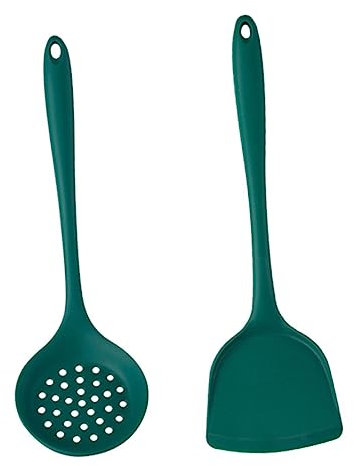Gatuida 1juego Utensilios De Cocina De Silicona Espátula Y Cuchara Ranurada Material De Alimenticio Diseño Ergonómico Y Fácil De Limpiar Para Cocinas Modernas