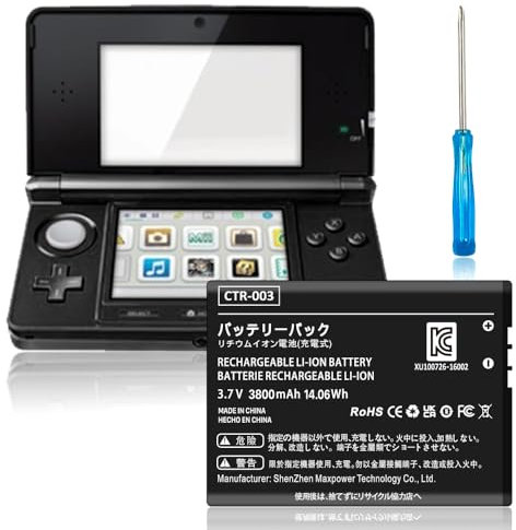 [3800 mAh] CTR-003 Batterie pour Nintendo 2015 Alte 3DS, N3DS, 2DS, nouveau 2DS XL, CTR-001, Wii U Pro Controller Batterie de console portable (pas pour New 3DS, 3DS XL)
