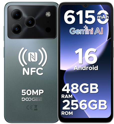 DOOGEE Note 56 Plus Newest Android 16 Smartphone, 48GB + 256GB/2TB Mobile Phones, 6150mAh & 6.56 HD+ 90Hz Display, 50MP Camera, 4G Dual Sim Free Unlocked Phones, Face ID/Fingerprint/NFC/OTG, Green