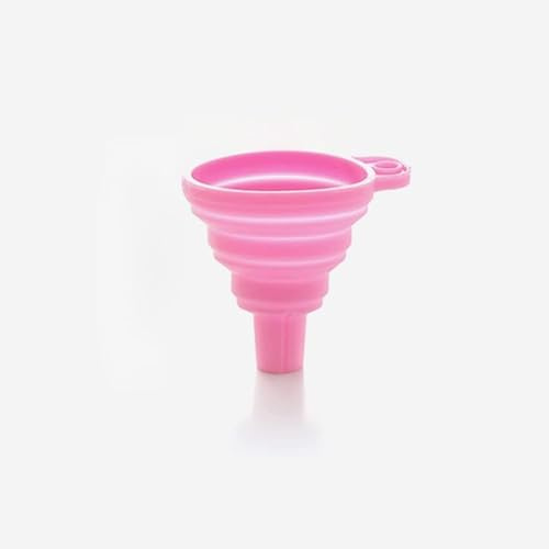 RASTKY Zusammenklappbarer Trichter aus Lebensmittelechtem Silikon, Langlebiger Trichter für Flüssigkeiten, Tragbares Küchengerät für Hobbyköche (PINK)