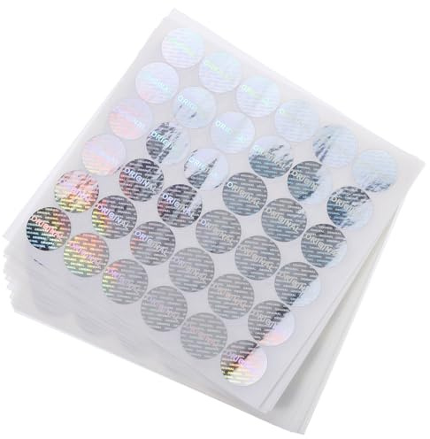 FUOYLOO Selbstklebende Hologramm Aufkleber 14 Blatt Runde Glitzeretiketten für Verpackungssiegel und Geschenkverpackungen