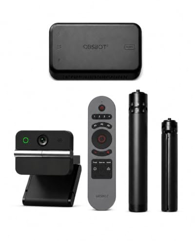 OBSBOT Meet Flip & Remote & Tripod & HDMI Adapter Combo 4K Faltbare Webcam | Laptop mit 1/2 Sensor, KI Framing,PDAF Autofokus, Dual Mikrofon, Gestensteuerung, KI Notizen, HDR, Web cam for Meeting.