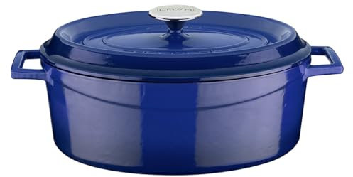 Lava Signature - Forno olandese ovale in ghisa smaltata, 5 litri, colore: Blu cobalto