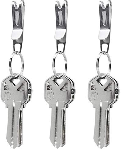 KeySmart Nano Clip – Der praktische Schlüsselbund-Halter - Sichert den Schlüsselbund und verhindert das Ausbeulen der Tasche (Edelstahl, 3er Pack)