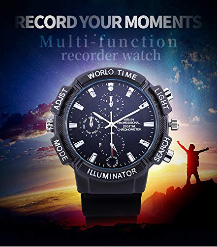 KOBERT GOODS K53 getarnte Full-HD Überwachungs-Kamera in Einer Aufladbaren Armbanduhr versteckte Mini-Camera mit USB Lade-Funktion Dauer-Aufnahme Nachtsicht und Ton IR 32GB sowie Video-Aufzeichnung