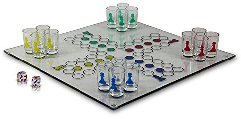 Relaxdays Ludo Trinkspiel/Saufspiel aus Glas