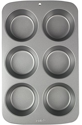 PME CSB109 Carbon Steel Non-Stick 6 Large Cup Muffin Pan , Grey