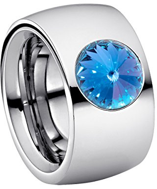 Heideman Damen-Ring coma 14 poliert Gr.50 kristalle light sapphire 10mm Ringe mit Stein Zirkonia Edelstein Edelstahl Größe 50 (15.9) hr9100-3-211-50