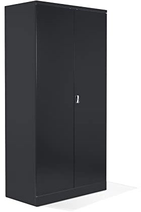 Schrank & Stuhl XXL Werkzeugschrank – Werkstattschrank mit 4 höhenverstellbaren Fachböden, Stahlschrank für Werkzeuge, 195 x 92 x 60 cm (H x B x T), Schwarz