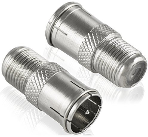 Poppstar 2X SAT F-Quickstecker (Coax Schnellverbinder: F-Buchse auf F-Stecker) Kupplung für Koaxialkabel - Antennenkabel, silbern