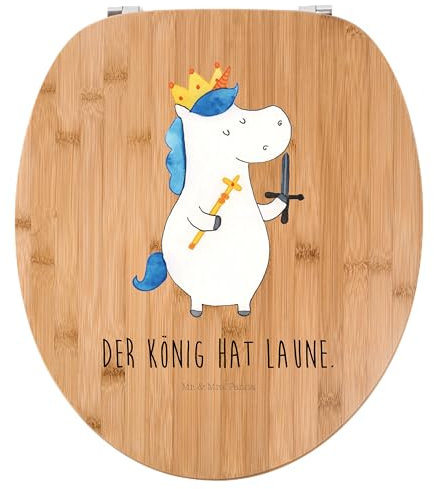 Mr. & Mrs. Panda Motiv WC Sitz Einhorn König mit Schwert - Geschenk, Ritter, Klobrille, Einhorn Deko, Toilettendeckel, Klodeckel, Unicorn, WC-Sitz,