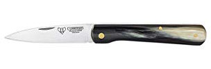 Cudeman Navaja Vendetta 451-A hoja de acero ACX-380 de 7 cm y empuñadura de asta de toro de 9 cm para caza, pesca, supervivencia y bushcraft + Portabotellas regalo