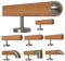 Buche Holz Treppe Handlauf Geländer Griff gerade Edelstahlhalter, Länge 30 - 500 cm aus einem Stück / zum Beispiel Länge 280 cm mit 4 gerade Halter - Enden =Halbrunde Edelstahlkappe