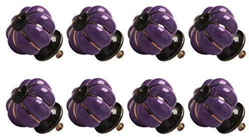 sourcing map 8pcs Ceramic Knobs Vintage Knob Drawer Pumpkin Shaped Pull Handle Furniture Door Cabinet Cupboard Wardrobe Dresser Decorative Purple