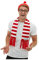 Smiffys Wo ist Wally Set, Rot & Weiß, mit Hut, Strickschal & Brille