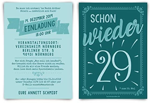 Kartenmachen.de 10 x Runder 50. Geburtstag individuelle Einladungskarten Einladungen - schon wieder 29