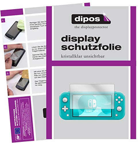 dipos 2x Protector de Pantalla claro para Nintendo Switch Lite | Transparente, ajuste perfecto, antiarañazos, sin burbujas, apto para fundas, compatible con huellas dactilares, autoadhesivo