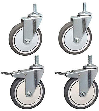 3 Zoll / 4 Zoll Gummirollen Gewinde M10 Leise Universal- Schwenken Speisewagen Lenkrollen Mit Bremse Möbel Wagen Medizinischer Wagen Rollen 80 Kg Pro Rad -Schrauben